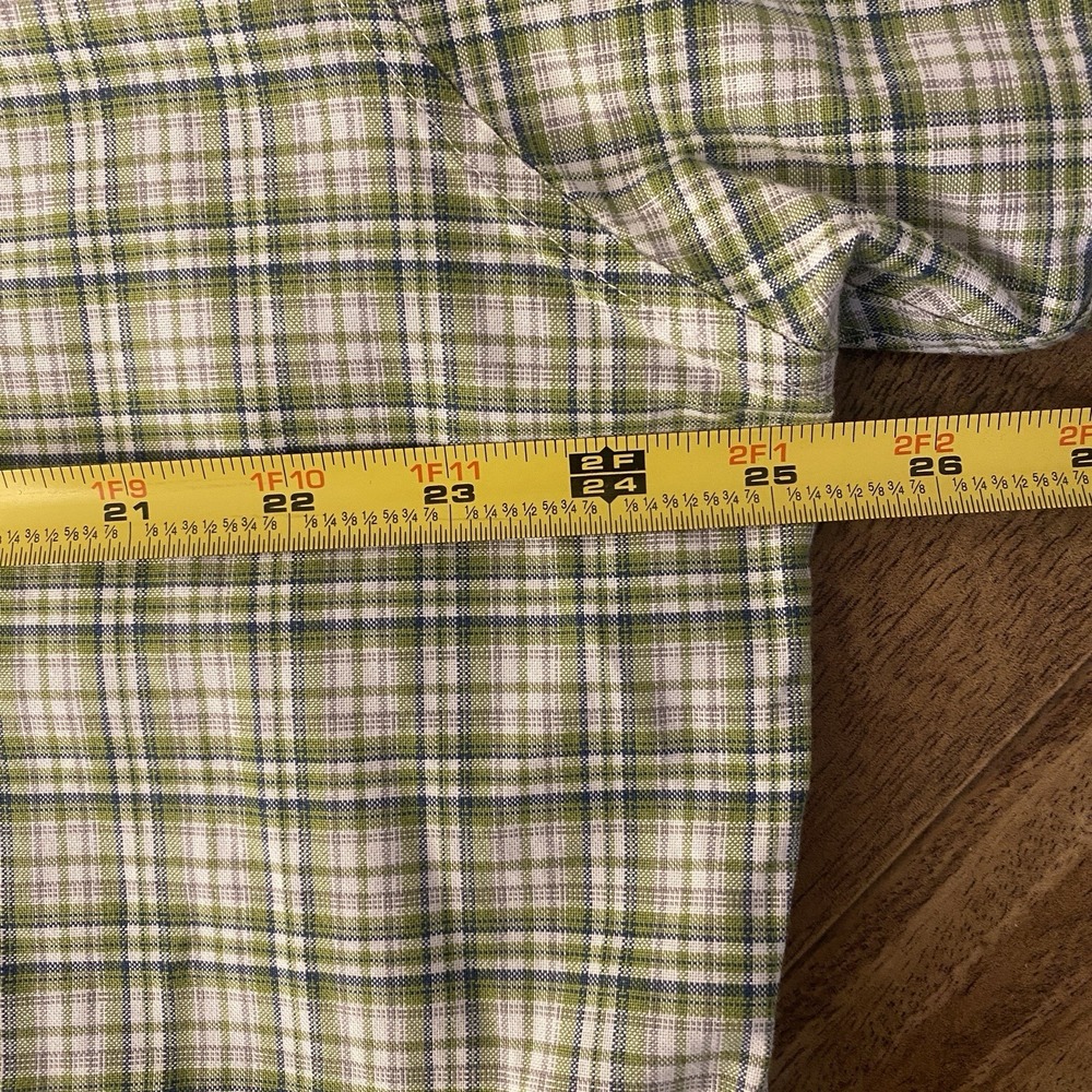 Eddie Bauer Wrinkle Free Relaxed Fit Mens XLT Button Up Green Plaid Short Sleeve - Picture 5 of 7